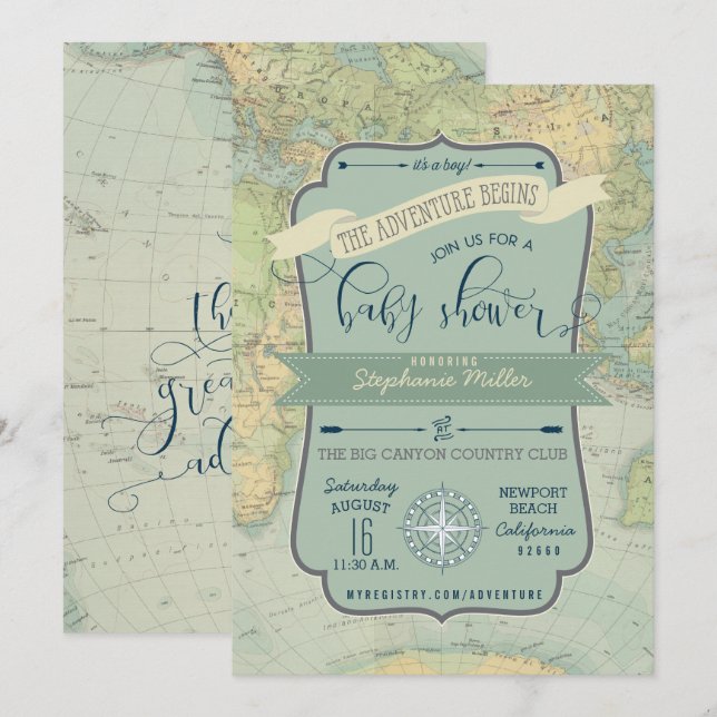 Adventure Baby Boy Shower Einladungen (Vorne/Hinten)