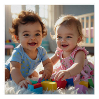 Adventure Baby Duo spielt in einem sonnigen Kinder Poster