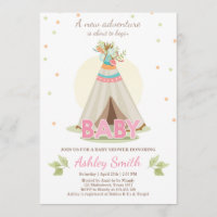Adventure baby Dusche Einladung Girl Teepee Boho