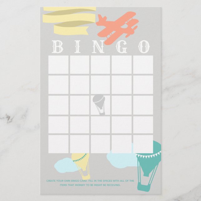 Adventure Baby Shower Bingo Briefpapier (Vorderseite)