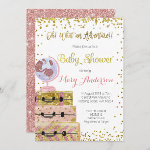 Adventure Baby Shower Einladung Gold Glitzer
