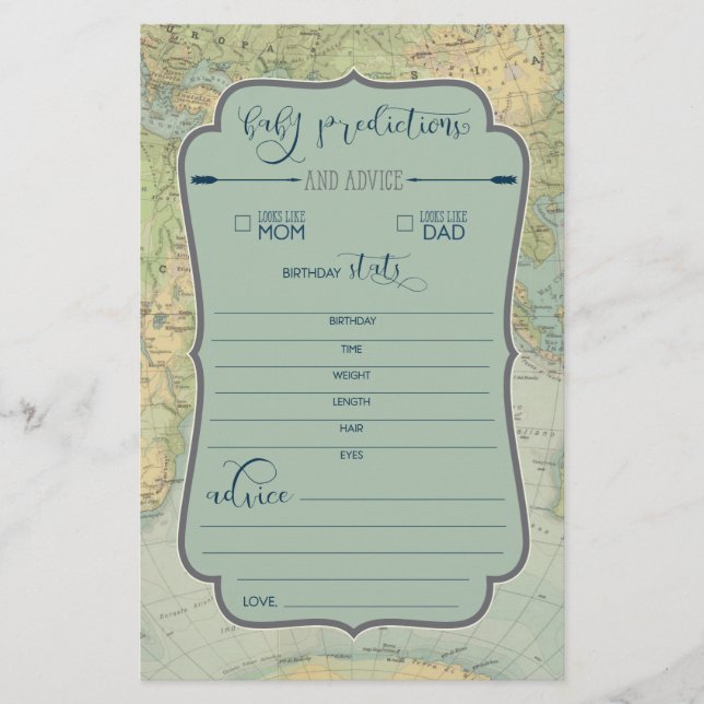 Adventure Baby Shower Game Baby Vorhersagen (Vorderseite)