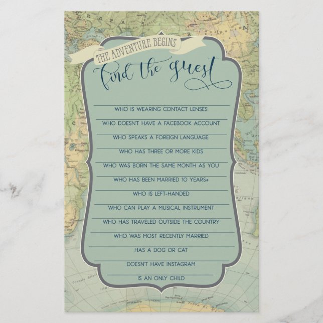 Adventure Baby Shower Game Finden Sie die Gäste (Vorderseite)