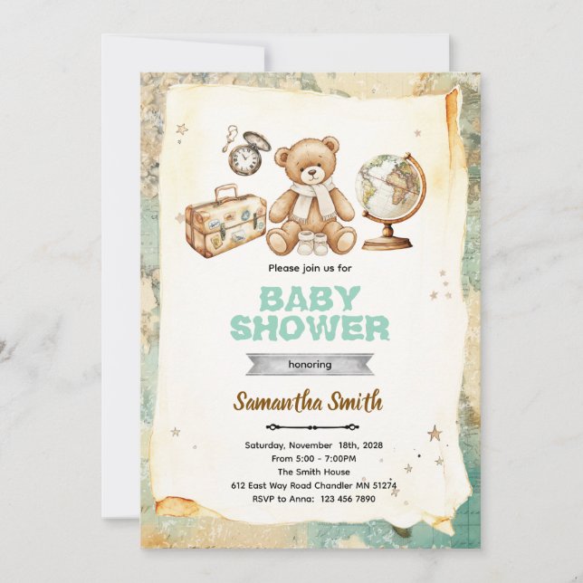 Adventure Baby Shower Invitation Einladung (Vorderseite)