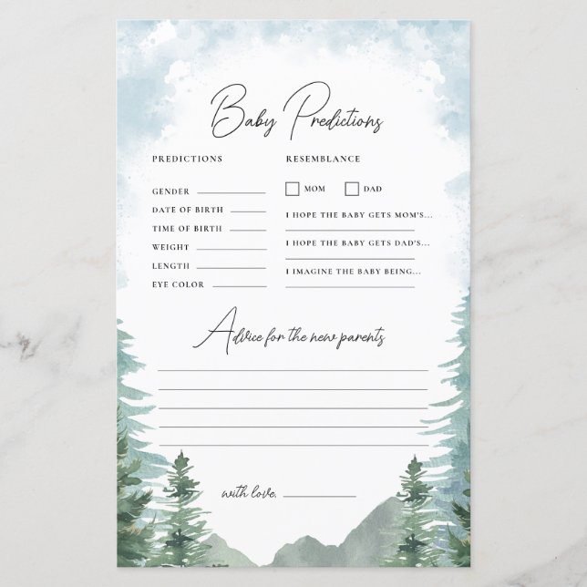 Adventure Baby Shower Predication & Advisor Game (Vorderseite)