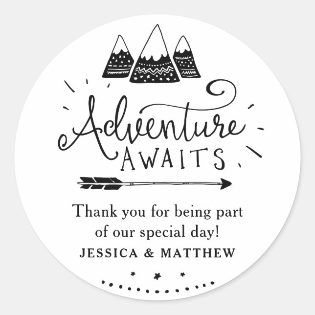 Adventure Baby Shower Stickers mit Niedlichen Berg (Vorderseite)