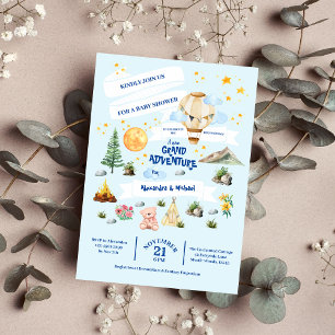 Adventure Baby Shower Wasserfarben Bäume Einladung