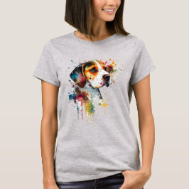 Adventure Beagle Puppy Watercolor AI Art T - Shirt