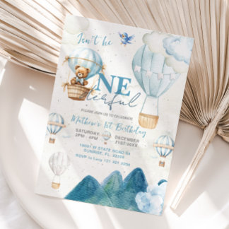 Adventure Bear Hot Air Ballon Berg Geburtstag Einladung