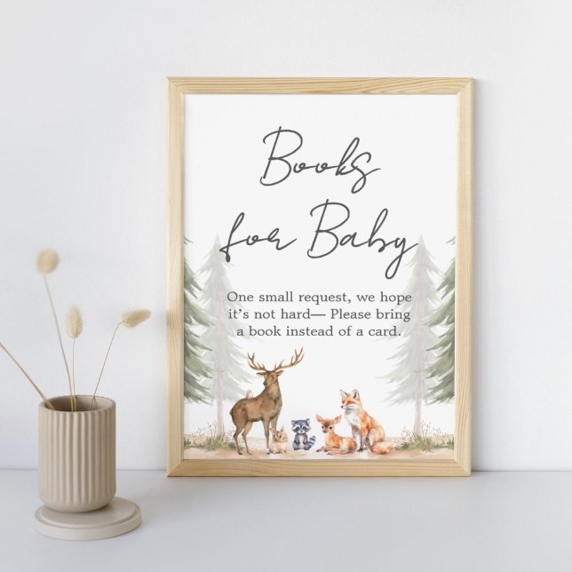 Adventure Begin Baby Shower Books für Babysignatur Poster (Let the Adventure Begin Woodland Baby Shower Books for Baby Sign)