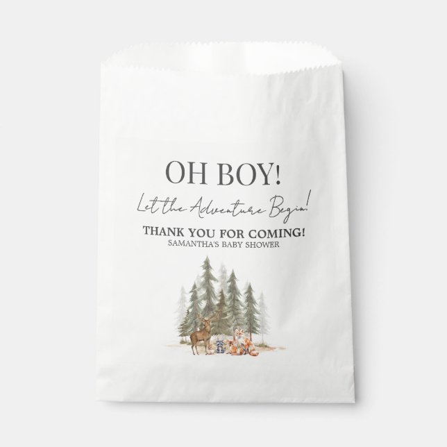 Adventure Begin Baby Shower Geschenktütchen (Vorderseite)
