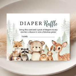 Adventure Begin Baby Shower Woodland Diaper Raffle Begleitkarte