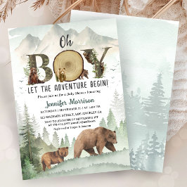 Adventure Begin Bear Boy Baby Shower Woodland Einladung
