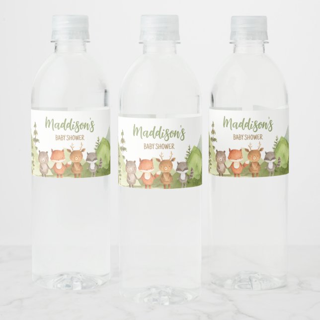 Adventure Begin Forest Mountain Baby Dusche Wasserflaschenetikett (Flaschen)