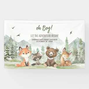 Adventure Begin Woodland Animals Baby Shower Banner
