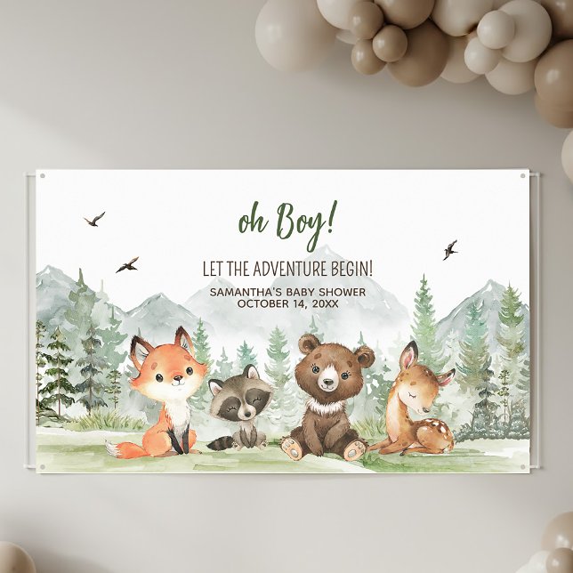 Adventure Begin Woodland Animals Baby Shower Banner (Von Creator hochgeladen)