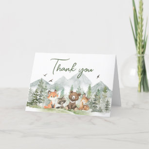 Adventure Begin Woodland Animals Baby Shower Dankeskarte