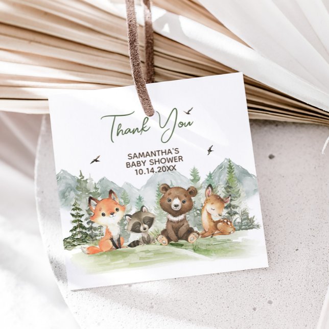 Adventure Begin Woodland Animals Baby Shower Geschenkanhänger (Adventure Begin Woodland Animals Baby Shower Favor Tags)