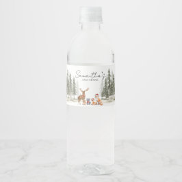Adventure Begin Woodland Animals Baby Shower Wasserflaschenetikett