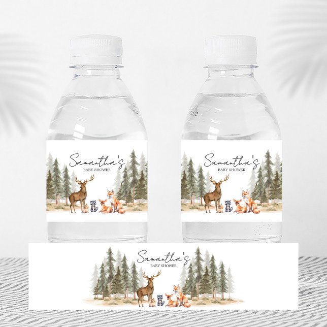 Adventure Begin Woodland Animals Baby Shower Wasserflaschenetikett (Let the Adventure Begin Woodland Animals Baby Shower Bottle Label)