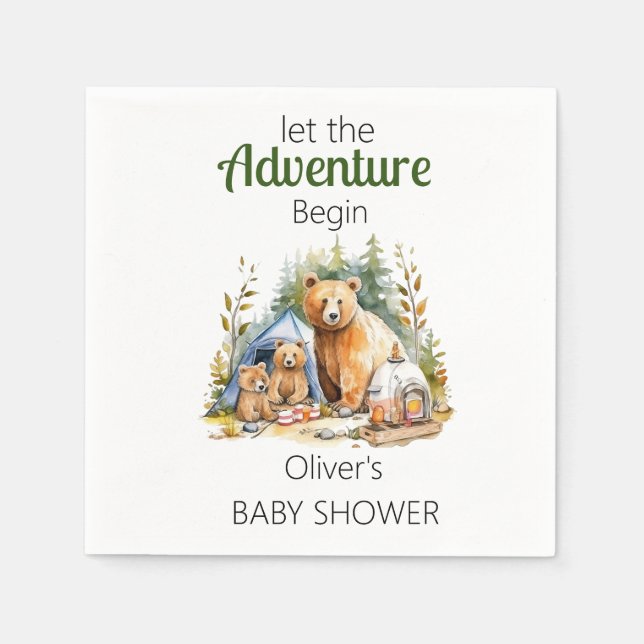 Adventure Begin Woodland Babydusche Serviette (Vorderseite)