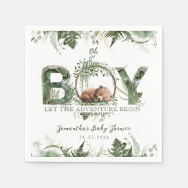 Adventure Begin Woodland Bear Baby Boy Dusche Serviette