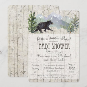Adventure beginnt Bear Birch Baby Shower Einladung