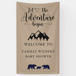 Adventure beginnt Rustic Kraft Baby Dusche Willkom Banner