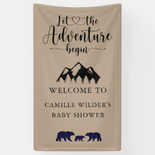 Adventure beginnt Rustic Kraft Baby Dusche Willkom Banner