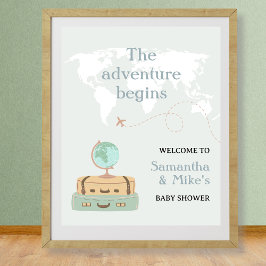 Adventure beginnt World Map Baby Shower Willkommen Poster
