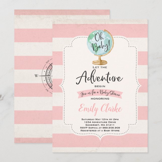 Adventure Begins Baby Shower Einladung Karte Dusch (Vorne/Hinten)