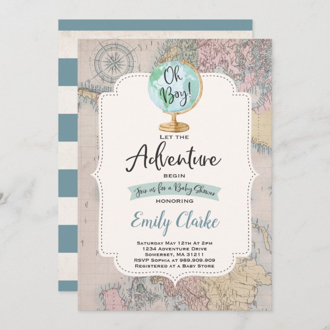 Adventure Begins Baby Shower Einladung Karte Dusch (Vorne/Hinten)