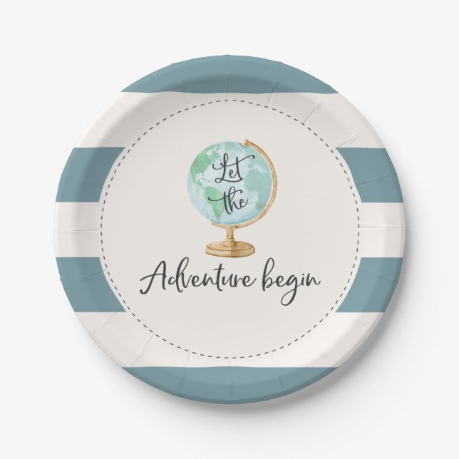 Adventure Begins Baby Shower Paper Plate 7" Pappteller (Vorderseite)