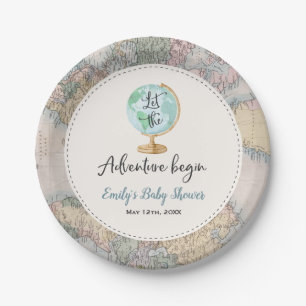 Adventure Begins Baby Shower Paper Plate 7" Pappteller