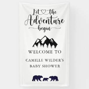 Adventure Begins Bears Rustic Baby Dusche Willkomm Banner