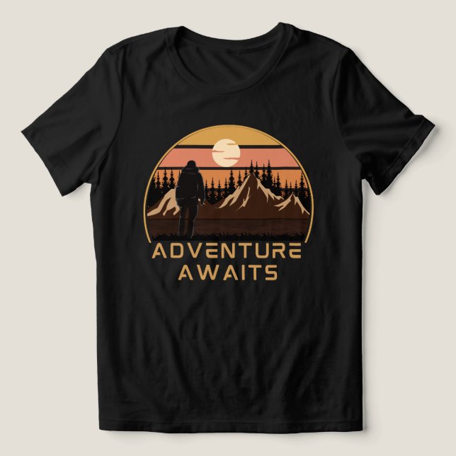Adventure Begins Camping Wandern , Abenteuer erwar Tri-Blend Shirt (Design Vorderseite)