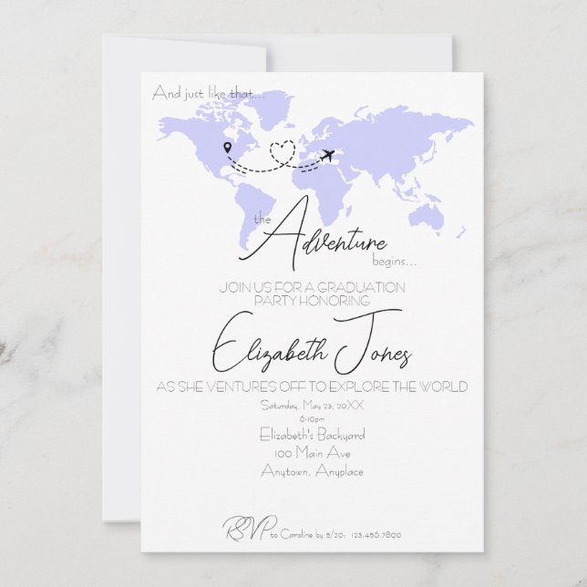 Adventure Begins College Graduation Party Einladung (Vorderseite)