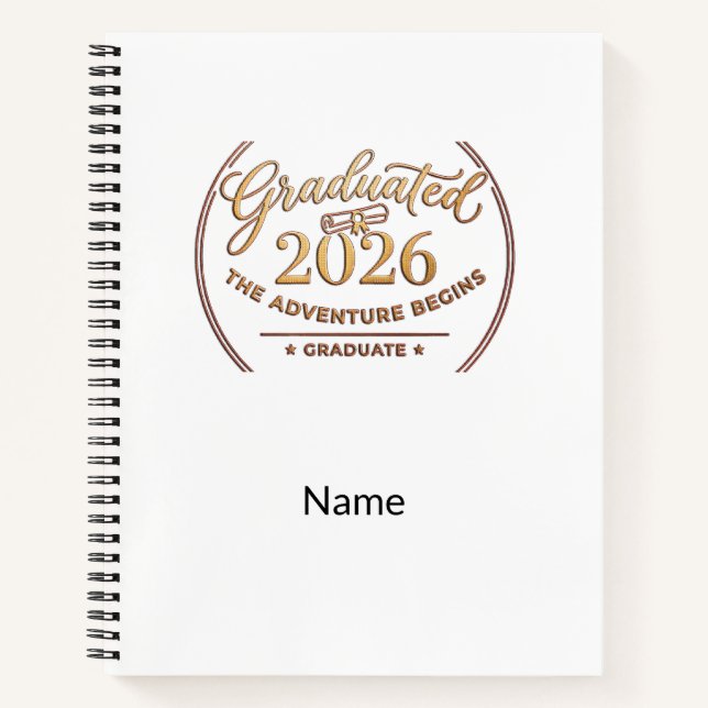 Adventure Begins Graduation Notebook / Cuaderno Notizbuch (Vorderseite)