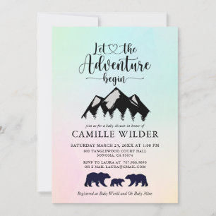 Adventure Begins Mountains Bears Baby Shower Invi Einladung