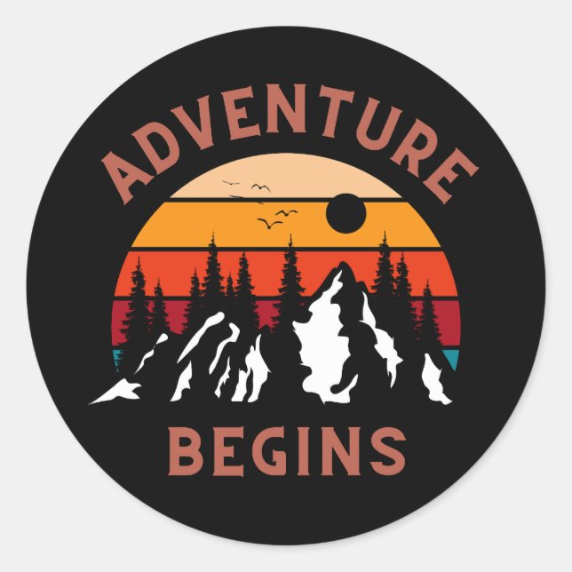 Adventure Begins Runder Aufkleber (Vorderseite)