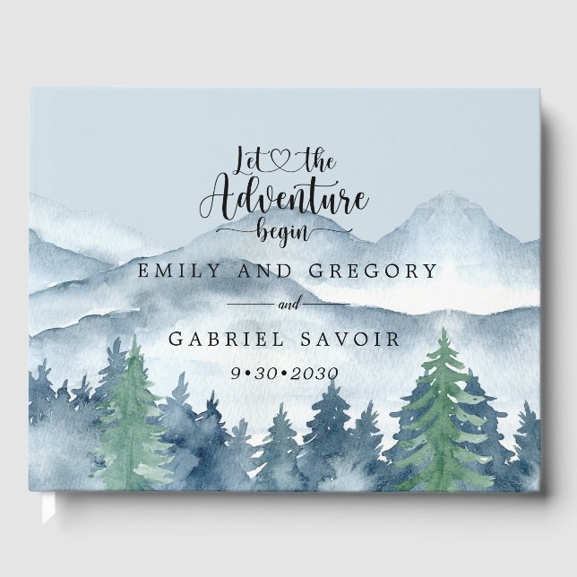 Adventure Begins Rustic Forest Wedding Guest Book Gästebuch (Vorderseite)