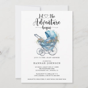 Adventure Begins Watercolor Babydusche Einladung
