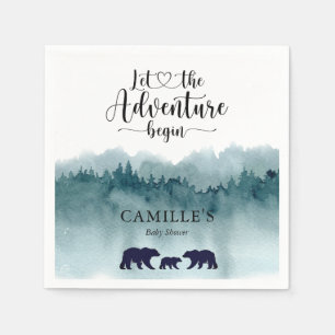 Adventure Begins Watercolor Mountains Bears Serviette