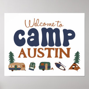 Adventure Birthday Custom Camp Sign Poster