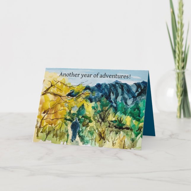 Adventure Birthday Hiking Trail Mountain Landscape Karte (Vorderseite)