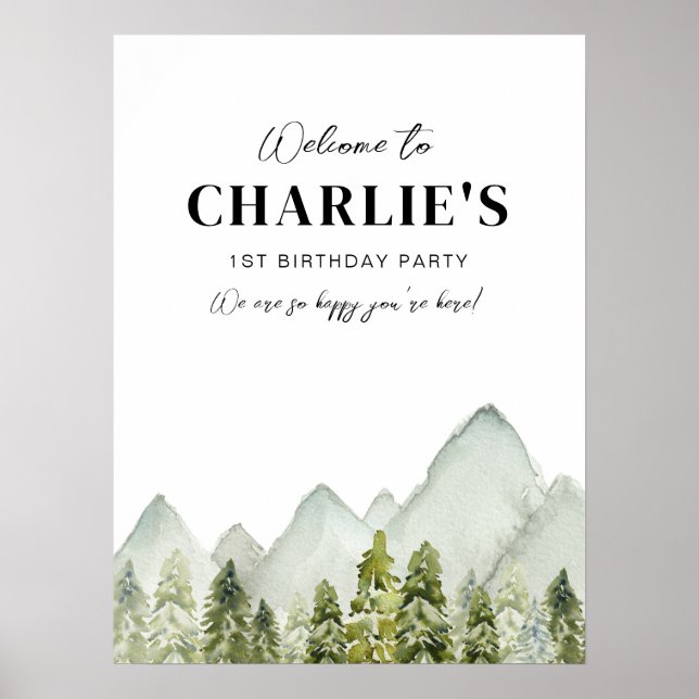 Adventure Birthday Welcome Sign Poster (Vorne)