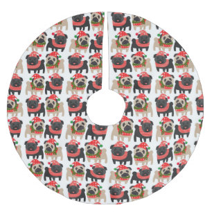 Adventure Black and Fawn Christmas Möpsen Polyester Weihnachtsbaumdecke