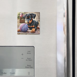 Adventure Black and Tan Puppy mit Garnball Magnet