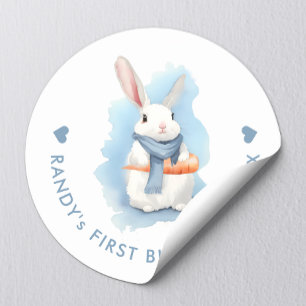 Adventure Blue Bunny Birthday Oster Runder Aufkleber