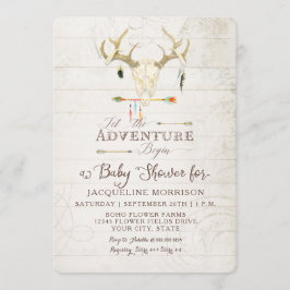 Adventure Boy Baby Shower Teepee Wood Arrows Deer Einladung